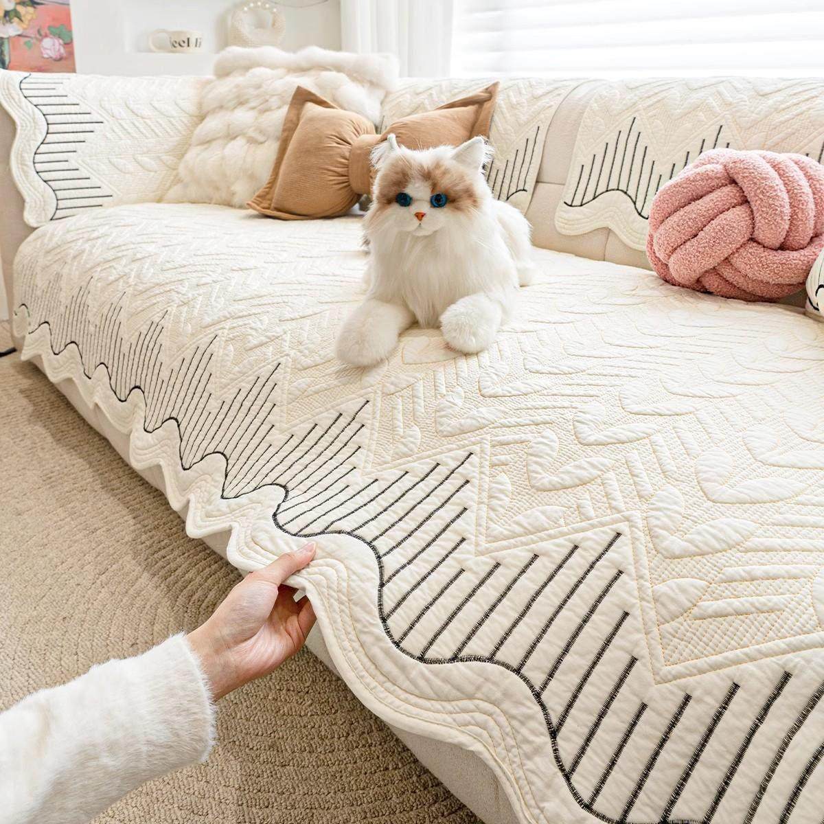 法式纯棉沙发垫简约现代四季通用2025新款防滑布艺坐垫子套罩盖布,淘宝优惠券,粉丝福利购,淘宝优惠卷