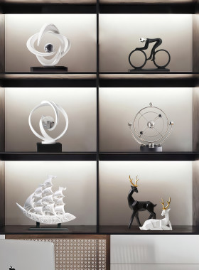 高级感小众老板办公室摆件现代简约领导书柜轻奢高档桌面艺术装饰