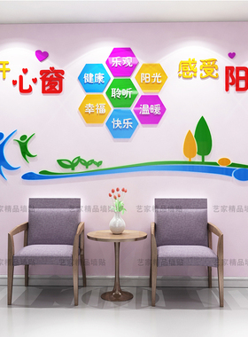 校幼儿园心理健康咨询室布置立体墙贴心理辅导室画