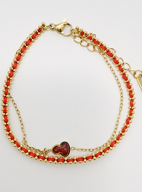 Redline中国风红绳金属手链女