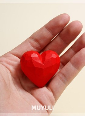 手工木雕一颗小爱心雕刻桌面摆件情侣生日礼物教师节情人节送男友