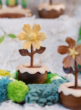 花花的世界/创木工坊实木可爱摆件办公桌面装饰家居创意饰品礼物