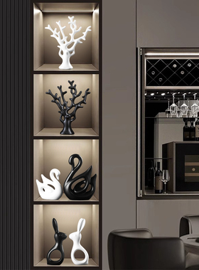 高家居电视柜酒柜装饰品客厅现代餐边柜玄关摆设