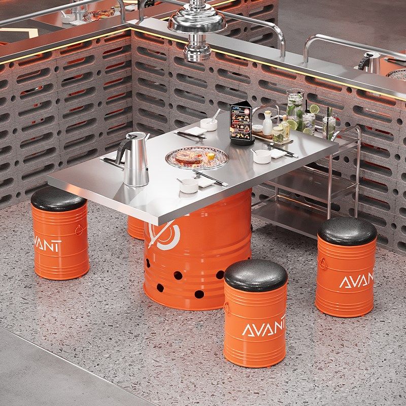 工业风烤肉桌火锅桌韩式烧烤店餐饮店圆形复古油桶桌椅组合,淘宝优惠券,粉丝福利购,淘宝优惠卷