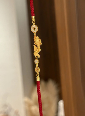 新年本命年铜钱锦鲤编织红绳手链