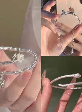 一半手镯一半手链二合一凹凸闺蜜学生一对女生三人手环女网红二人