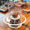 Tea set storage box rotating with cover dustproof transparent coffee table tea table storage teacup teapot draining storage rack