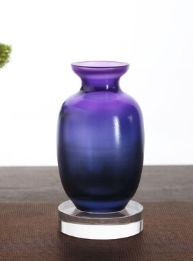 端琉璃莲花花瓶一对插花仿真花入户玄关