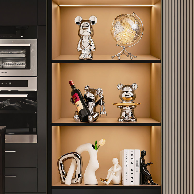 创意暴力熊红酒架高档陶瓷现代家居客厅酒架酒柜软装饰品,淘宝优惠券,粉丝福利购,淘宝优惠卷