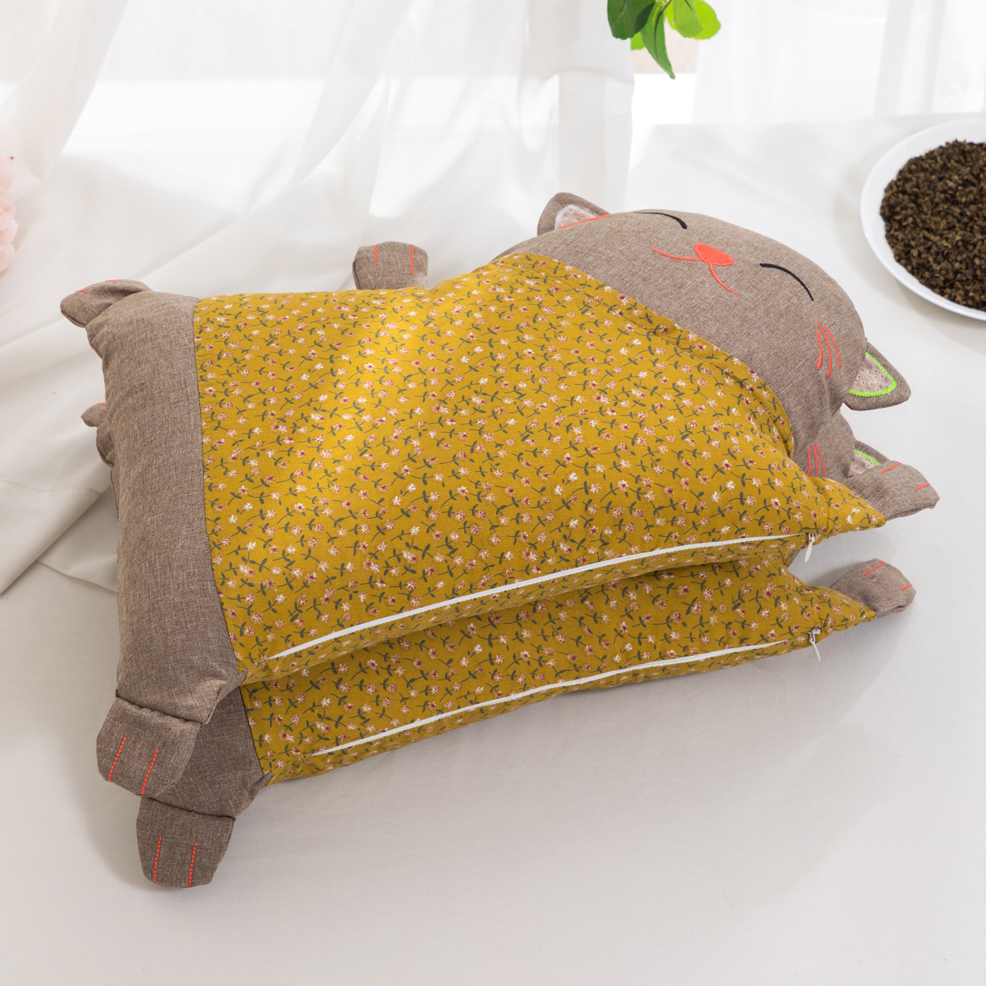 可爱儿童荞麦枕纯棉招财猫荞麦皮枕头枕芯卡通学生护颈椎可拆洗,淘宝优惠券,粉丝福利购,淘宝优惠卷