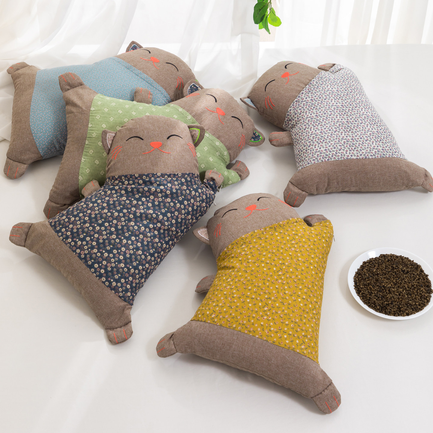 可爱儿童荞麦枕纯棉招财猫荞麦皮枕头枕芯卡通学生护颈椎可拆洗,淘宝优惠券,粉丝福利购,淘宝优惠卷