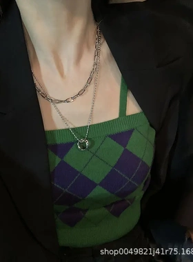 钛钢 双层项链女小众设计感高级感ins毛衣链2024年新款潮秋冬配饰