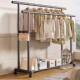 Extra Thick Double Rod Mobile Coat Rack Floor Standing Vertical Clothes Rack