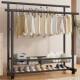 Extra Thick Double Rod Mobile Coat Rack Floor Standing Vertical Clothes Rack