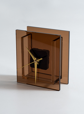 现代样板间卧室床头柜组合桌面音响玻璃时钟台钟软装饰品