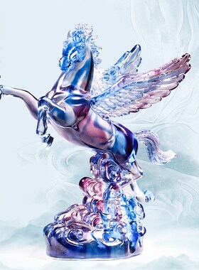 琉璃马马到成功飞马招财家居装饰礼品工艺品送礼高端