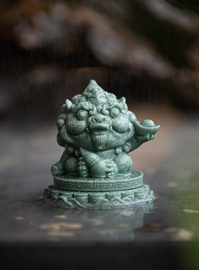 记今朝《青砂石》国潮风招财小貔貅吉祥物瑞兽桌面家居装饰品