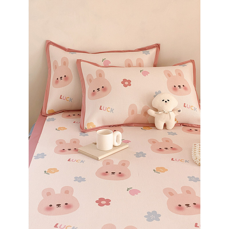 A类卡通冰丝凉席三件套 夏季床笠款冰藤席空调软席双人可折叠席子,淘宝优惠券,粉丝福利购,淘宝优惠卷