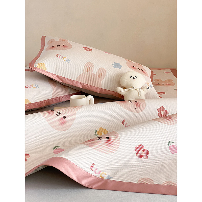 A类卡通冰丝凉席三件套 夏季床笠款冰藤席空调软席双人可折叠席子,淘宝优惠券,粉丝福利购,淘宝优惠卷