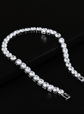 钛钢不掉色满圈锆石合成锆石手链