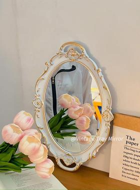 法式复古镜子托盘ins风客厅摆件首饰展示收纳盘网红装饰拍照道具