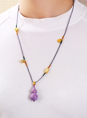 珞石非遗大漆葫芦吊坠项链毛衣链