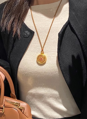 珞石古法沙金玫瑰花窗罗盘吊坠