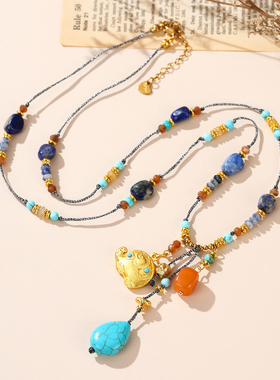 珞石绿松石串珠轻奢项链女高级感