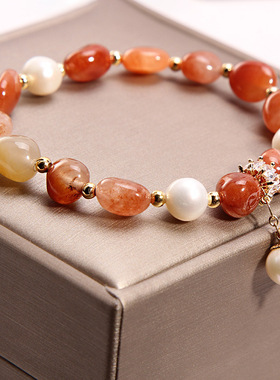 时尚天然淡水珍珠紫色水晶手链女轻奢ins小众设计学生闺蜜手串潮