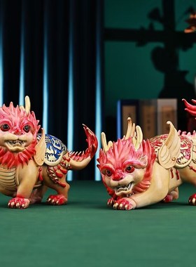 高档纯黄铜百福貔貅摆件一对吉祥物瑞兽客厅家居装饰开业乔迁礼品