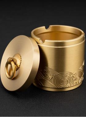 黄铜车载烟灰缸密封茶叶罐香粉摆件家用罐便携小号随身旅行