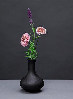 简约黑色陶瓷迷你花瓶家居工艺品小花器桌面茶几陶瓷花瓶摆件