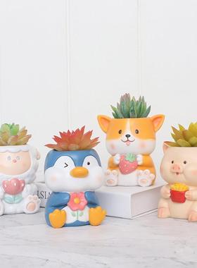 如果创意卡通园艺盆栽装饰品花器树脂工艺品绿植容器盆景多肉花盆