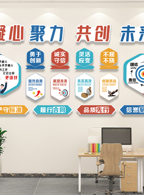 企业文化墙办公室氛围布置公司会议室墙面装饰画R背景励志标语贴