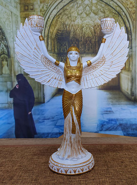 包邮创意家居酒吧咖啡馆装饰品树脂摆件工艺品古埃及复古典蜡烛台