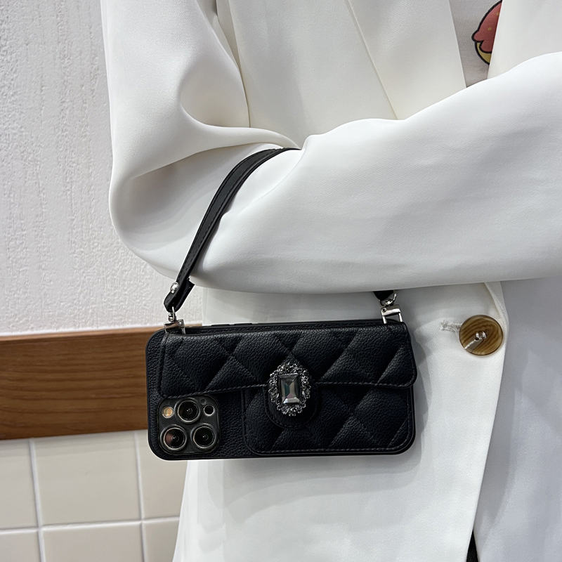 适用三星S24Ultra手机壳S23小香风S22+春夏插卡S21FE手提包A55斜跨a34防摔A60s挂脖a25菱格a35全包S20女镶钻 - 图1