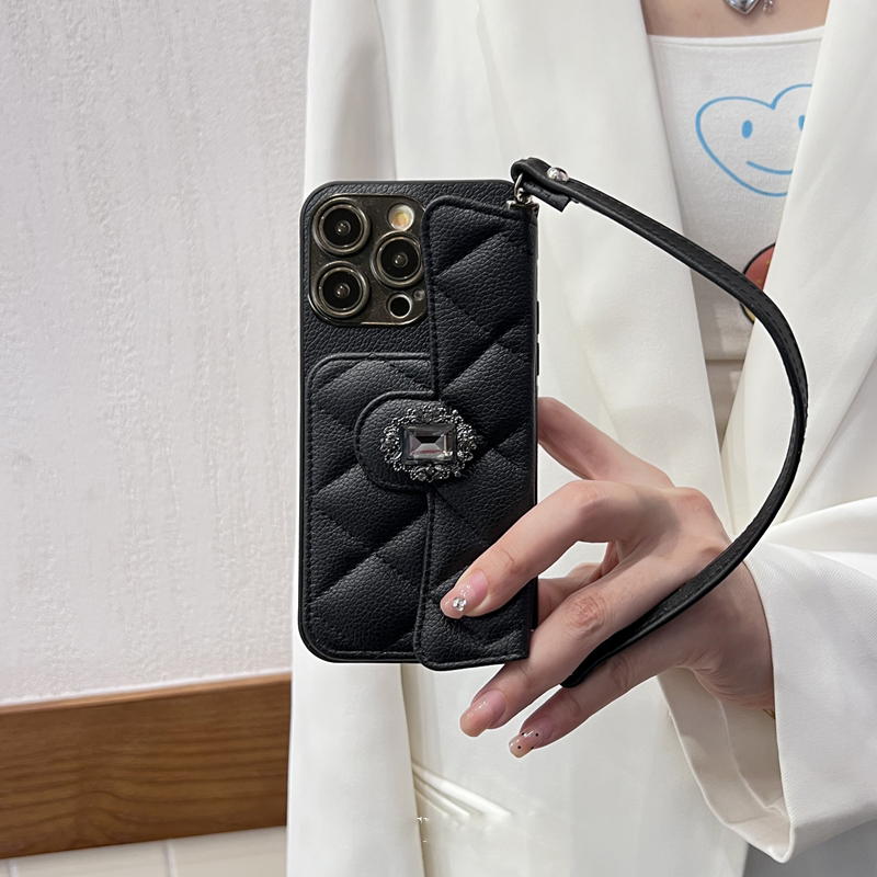 适用三星S24Ultra手机壳S23小香风S22+春夏插卡S21FE手提包A55斜跨a34防摔A60s挂脖a25菱格a35全包S20女镶钻 - 图3