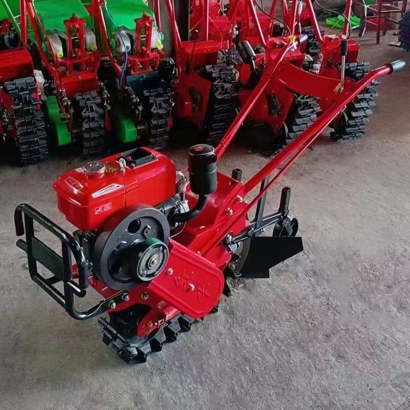 履带式小红牛链轨微耕机家用农田小型汽柴油开沟播种松土微耕机 - 图0