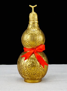 铜葫芦摆件黄铜八卦开盖葫芦家居客厅玄关L办公室书房装饰品大小