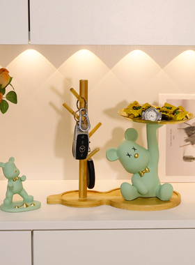 暴力熊钥匙收纳玄关创意客厅入户门装饰品托盘搬新家乔迁礼品