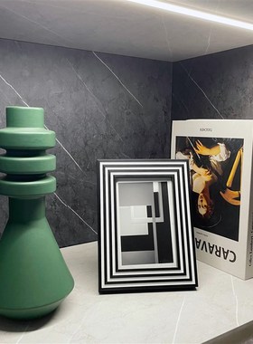 样板间书柜创意家居软装饰品相架挂画陶瓷树脂玻璃组合ZH