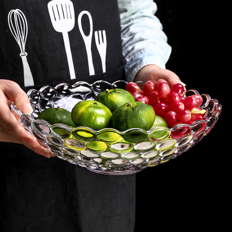 水果盘现代客厅家用零食水晶玻璃果盘个性创意网红风大号果盆,淘宝优惠券,粉丝福利购,淘宝优惠卷