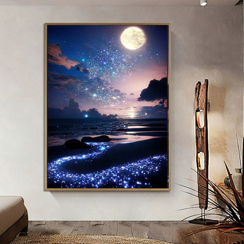 星空海边钻石画0卧室钻石贴十字绣唯美风景钻石画满钻手工,淘宝优惠券,粉丝福利购,淘宝优惠卷