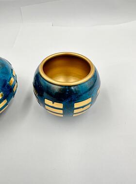 铜八卦水盂蓝色水盂太极八卦七星杯敬水杯洪水杯道用品