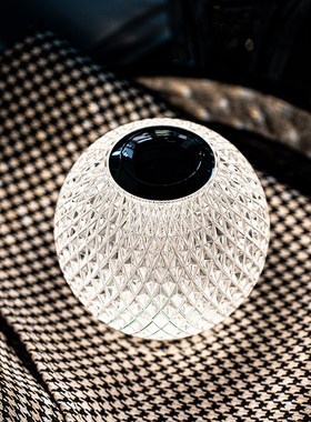 高级感轻奢水晶玻璃触摸无线床头柜氛围小夜灯梳妆台软装饰品摆件