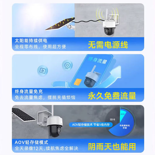 海康威视臻全彩4G太阳能监控户外免流量摄像头室外防水无网摄像机 - 图0