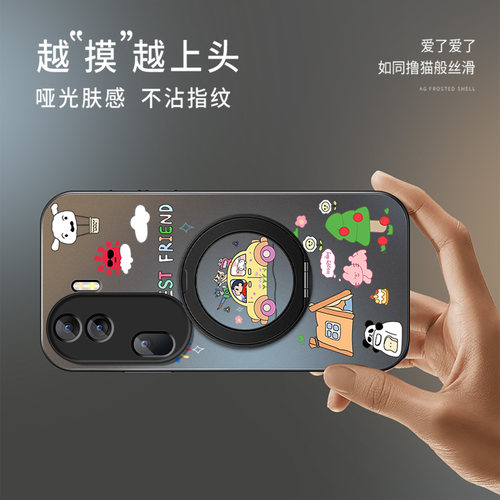 适用opporeno12手机壳新款CD唱片旋转支架5G磨砂哑光reno12pro保护套防摔OPPO镜头全包硅胶11男女款pro硬壳 - 图2
