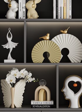 办公室书房c酒柜装饰摆件客厅高端大气展示架电视柜艺术雕塑工艺