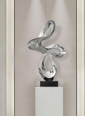 大型电镀轻奢抽象雕塑摆件酒店大堂样板房客厅艺术摆设玄关装饰品