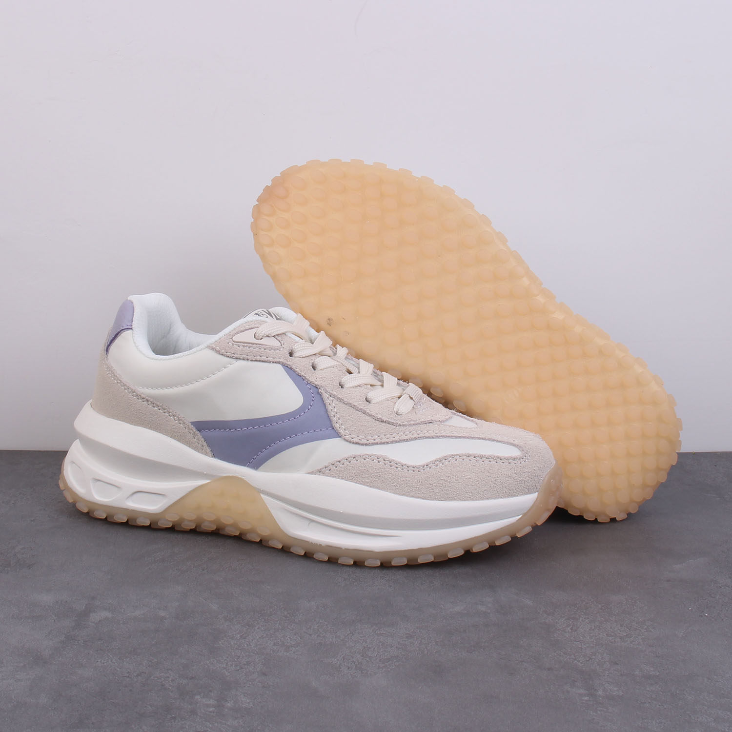 外贸原单女士网布透气休闲鞋复古老爹鞋低帮防滑耐磨真皮运动鞋女